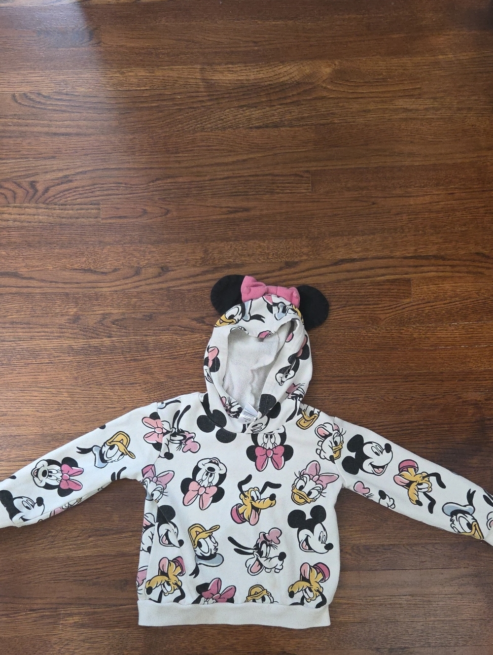 Pink & White Minnie Mouse Hooded One-Piece 4T